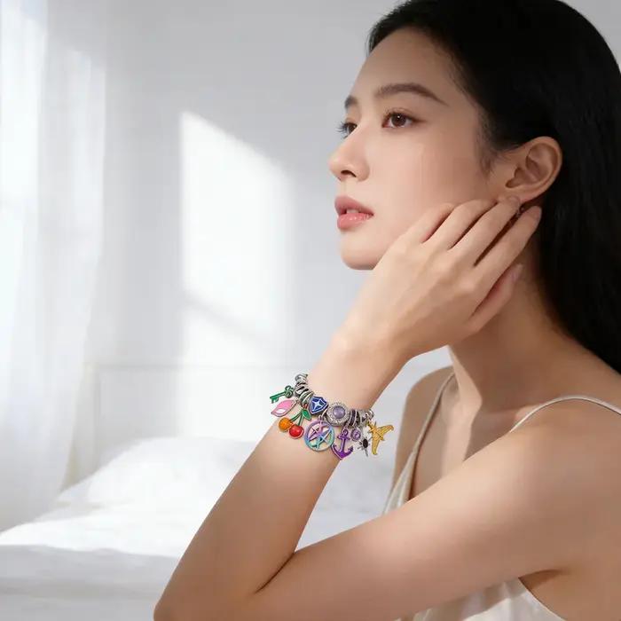 Bracelet Katseye KPop perles ajustables plaqué argent antique pour femmes style Y2K bijou amitié K-Pop