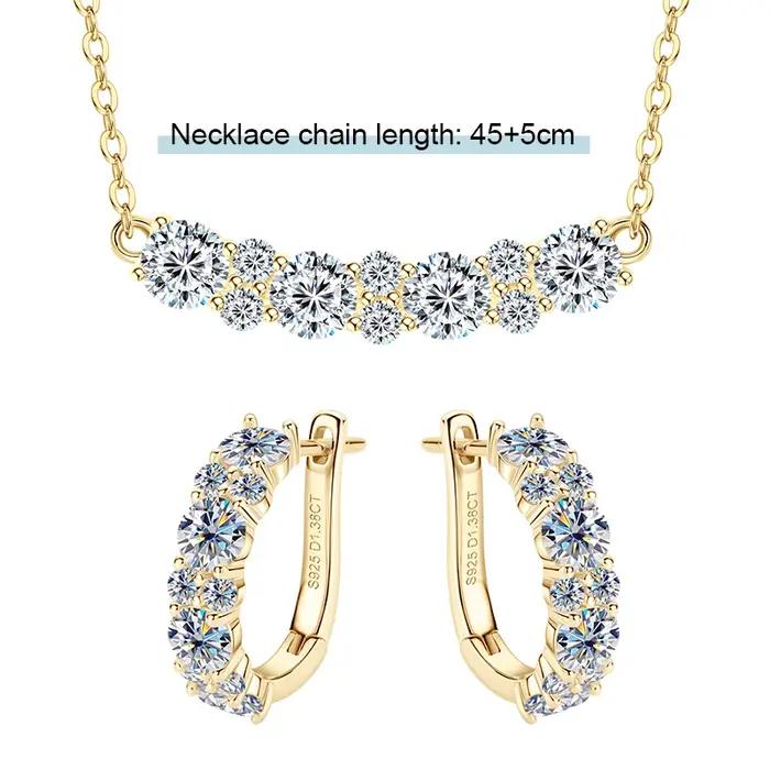 OXTAO avec ensembles de bijoux certifiés, vente en gros, colliers et boucles d'oreilles en diamant Moissanite scintillant, cadeau de luxe, argent 925 véritable pour femmes