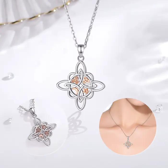 Eudora 925 argent Sterling noeud de sorcière collier sorcellerie noeud celtique étoile lune pendentif géométrique hommes femmes bijoux cadeaux de fête