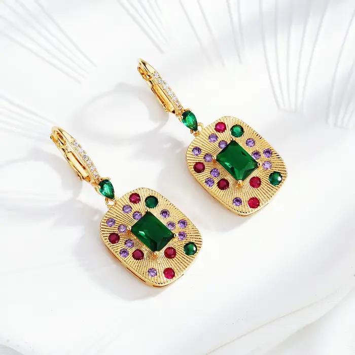 Foyimagination-Ensembles de bijoux rétro émeraude pour femmes