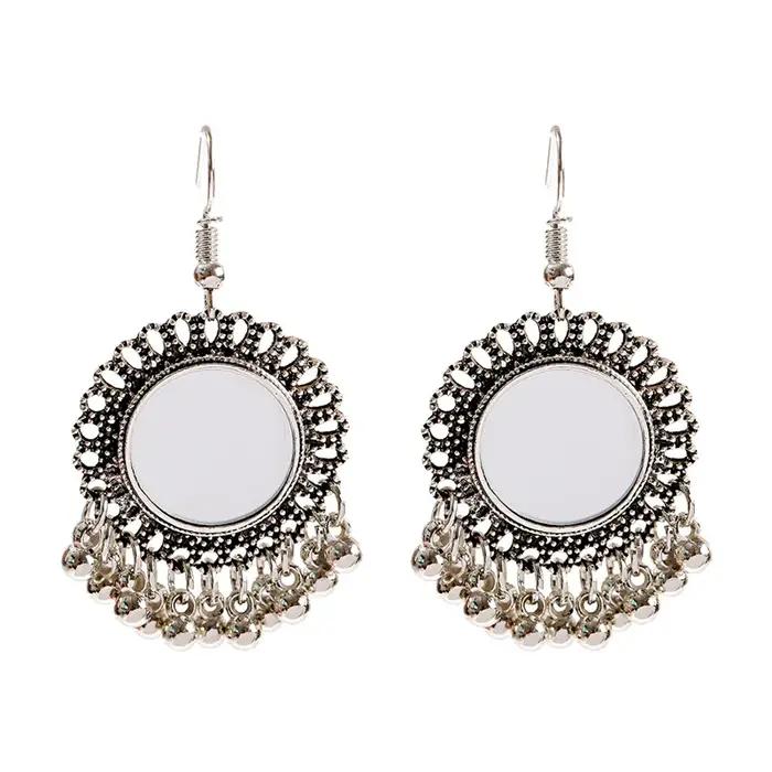 Boucles d'oreilles Vintage thaïlandaises pour femmes, miroir rond, style Boho, egypte, moyen-orient, Afghan, indien, bijoux, 2020