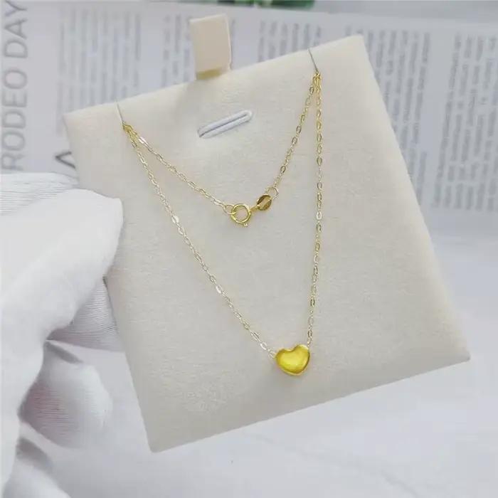 Collier avec pendentif en forme de cœur en or pur 999, or véritable 24 carats pour femmes, bijoux fins, cadeau de mariage