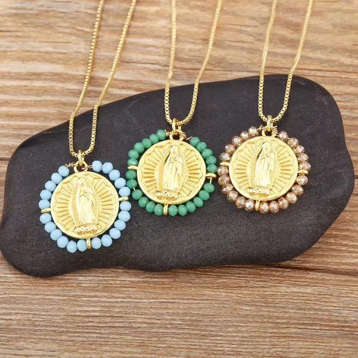 Nidin-Collier pendentif vintage pour hommes et femmes, perles pavées de portrait, nouveaux instituts ChimRound, Joaillerie, 03, fête, beaux cadeaux