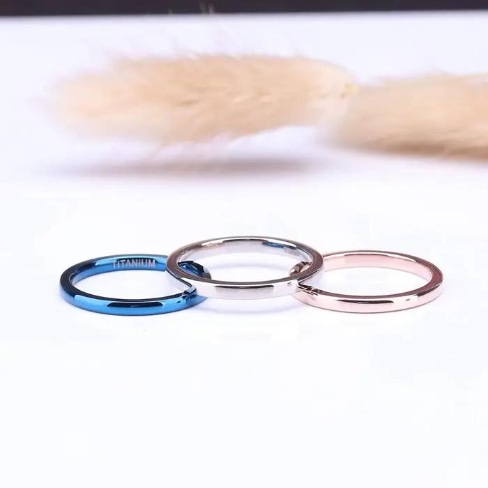 Somen – bagues de 2mm pour femmes, Bague bleue en titane mince, Bague de fiançailles, de mariage, bijoux de mode pour hommes, Bague Homme Anillos Mujer