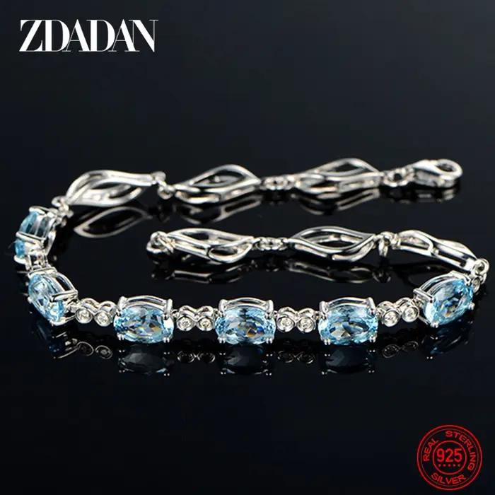 ZDADAN – Bracelet aigue-marine en argent Sterling 925
