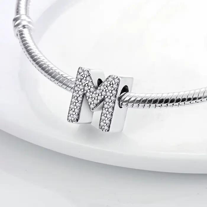 J'aime maman breloques perle 925 en argent Sterling CZ Zircon fête des mères cadeau pendentif ajustement Original Bracelet collier bijoux à bricoler soi-même