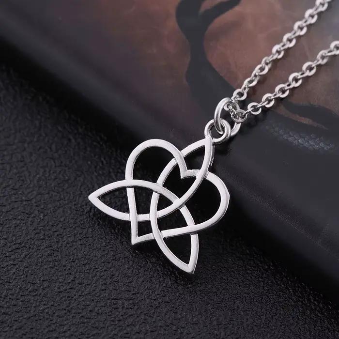 Skyrim-Collier pendentif géométrique noeud d'amour celtique pour femme, argent antique, triquetra, collier JONecklace, amulette, cadeau bijoux