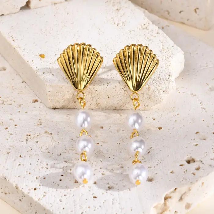 Boucles d'oreilles coquillage en acier inoxydable pour femme