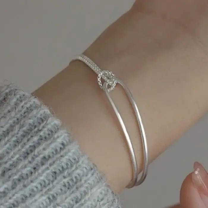 Bracelet minimaliste élégant pour femmes design géométrique double couche nouée chaîne fait main bijoux cadeaux occasions spéciales tracker humeur