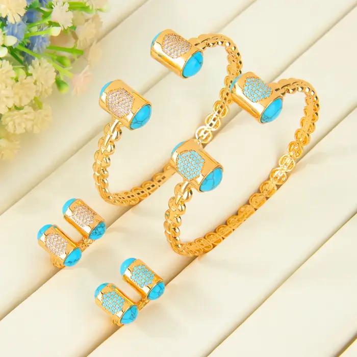 Ensemble de bagues et bracelets plaqués or arabe