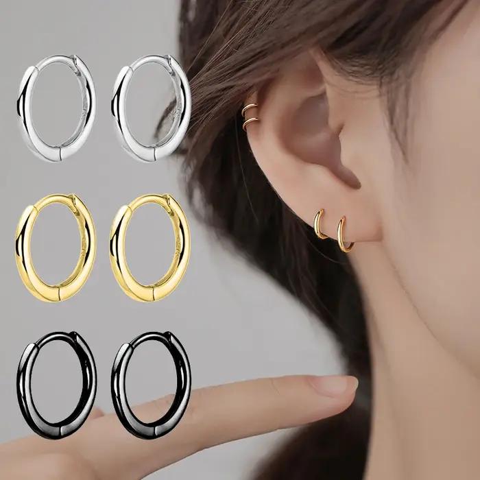 1 paire de petits cerceaux en acier inoxydable pour femmes/hommes