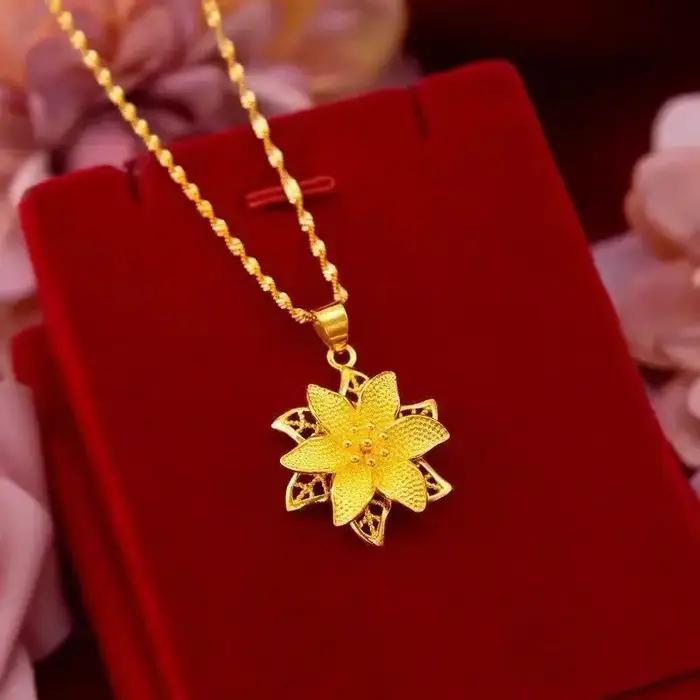 Collier pendentif en or jaune pur 18 carats pour femmes