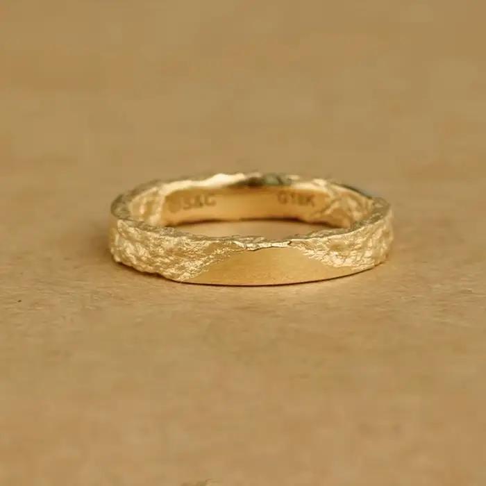 Bague à Texture martelée – Bande minimaliste en métal massif pour femmes, bijoux réglables, cadeau é