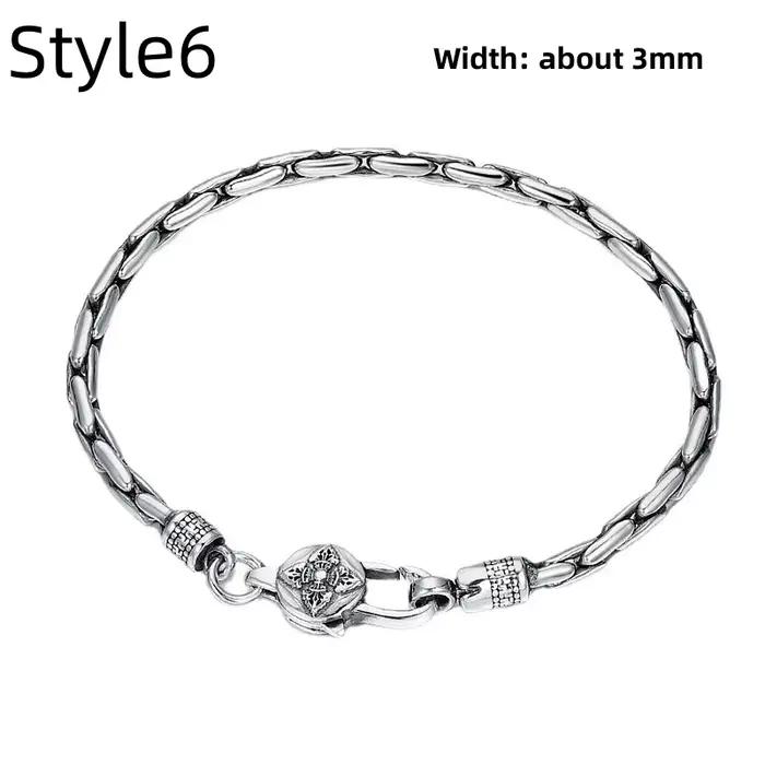 Bracelet brillant en argent S925 pour homme et femme, tissé à la main, simple, chaîne, tout, classiq