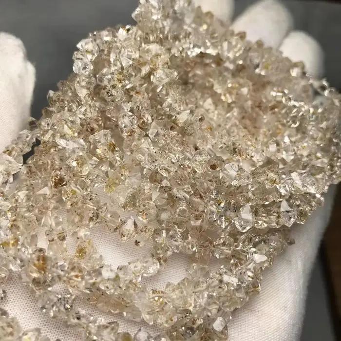 Bracelets en perles de quartz Herkimer naturel facetté