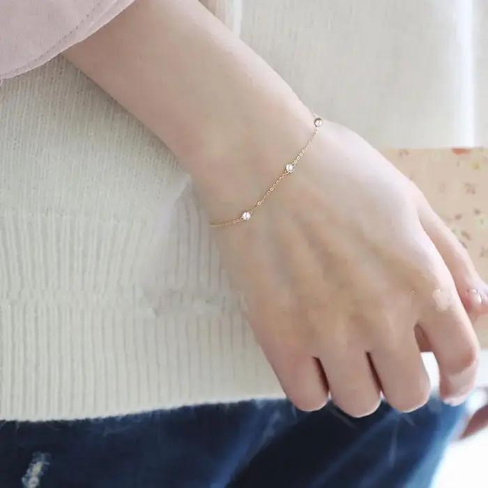 Somilia 925 argent Sterling 5A Zircon rond 14K plaqué or Bracelet à breloques pour les femmes classique minimaliste bijoux fins cadeau de maman