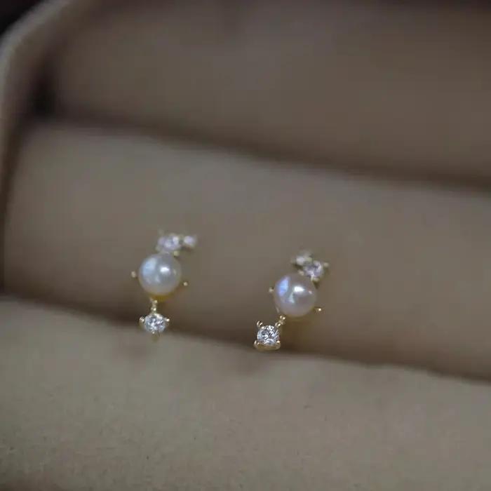 Boucles d'Oreilles en Argent Sterling 925 Plaqué Or 14K pour Femme