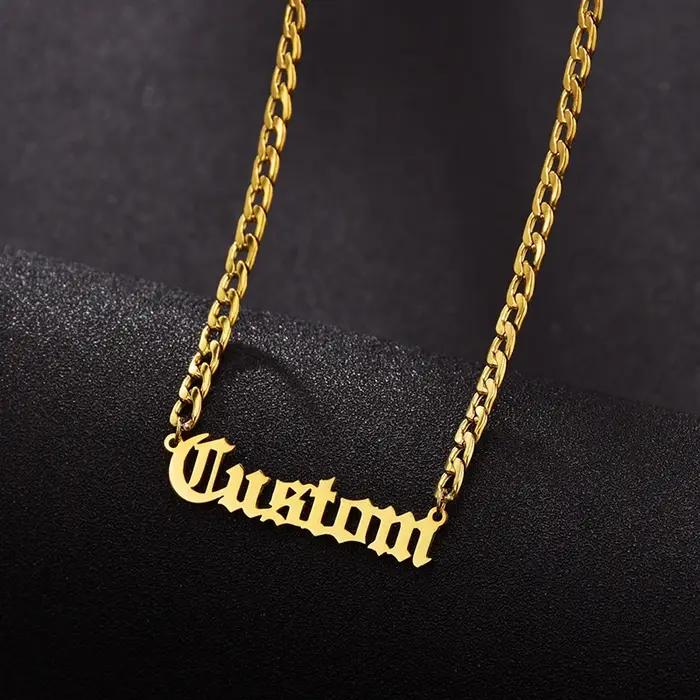 Collier personnalisé avec nom gravé en or et acier inoxydable pour homme et femme, cadeau personnalisé pour anniversaire, quotidien, soirée, engagement, anniversaire et mariage