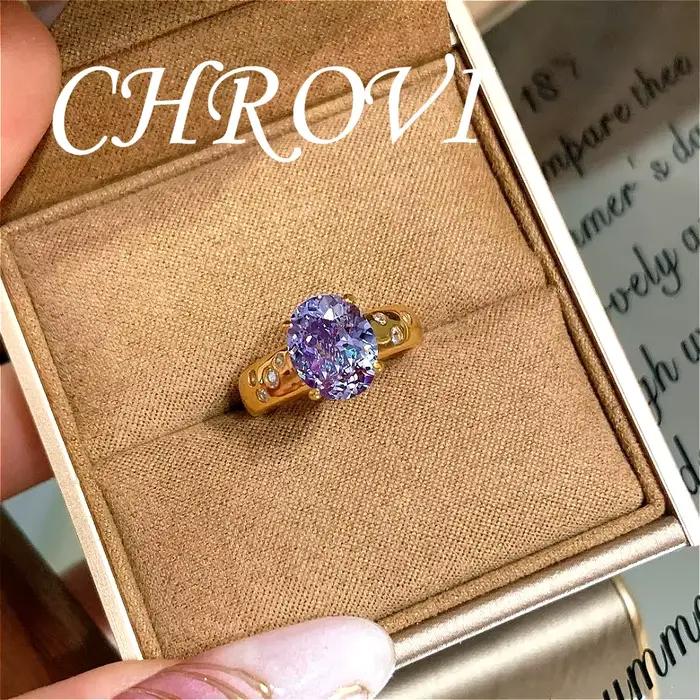 Bague en or de style vintage avec zircon violet rétro et diamant à haute teneur en carbone pour femmes occasions spéciales élégante à offrir pour partys et événements