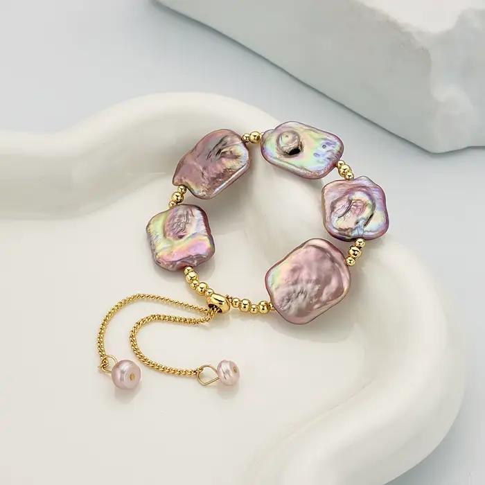 Bracelets réglables en perles baroques colorées d'eau douce naturelles, Design Original, pour mariage, femmes et filles, amoureux, bijoux fins