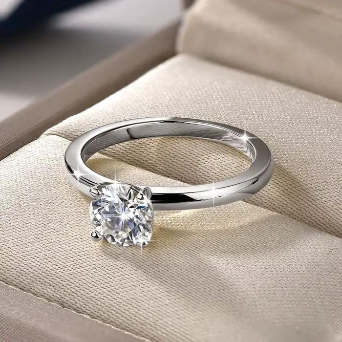 IOGOU – bague solitaire en diamant Moissanite 1.0CT 6.5MM