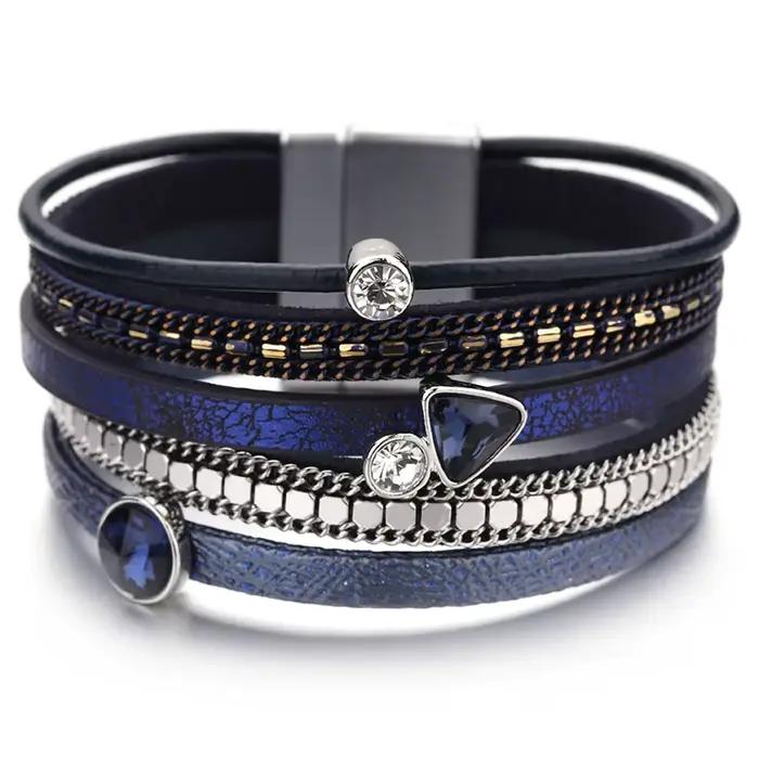 Bracelet en cuir cristal multicouche bohème personnalisable pour femmes occasions spéciales wrap bracelet ajustable tension diverse styles