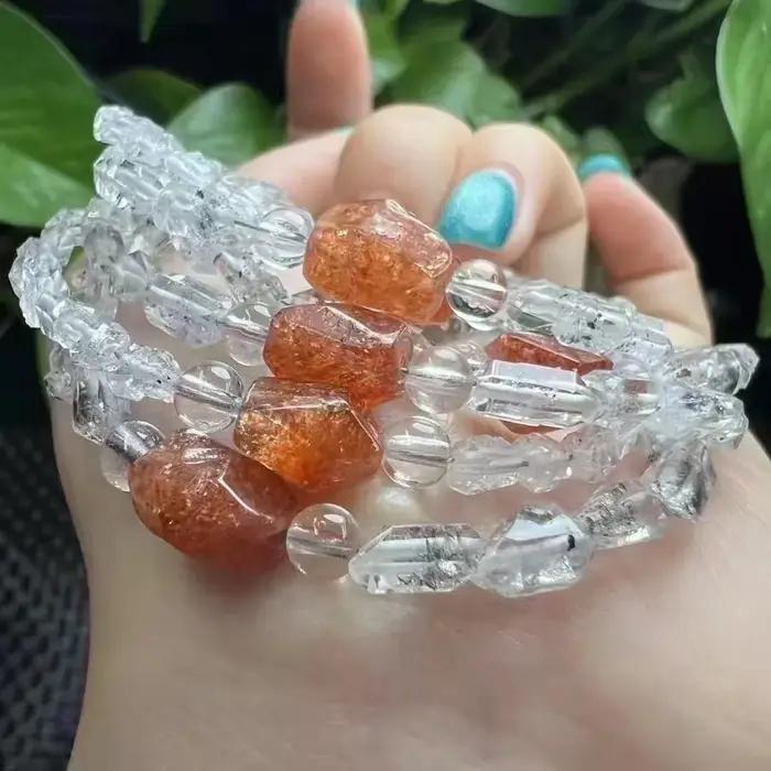 Unité un Bracelet 925 argent avec joli mignon naturel Herkimer diamant cristal forme libre