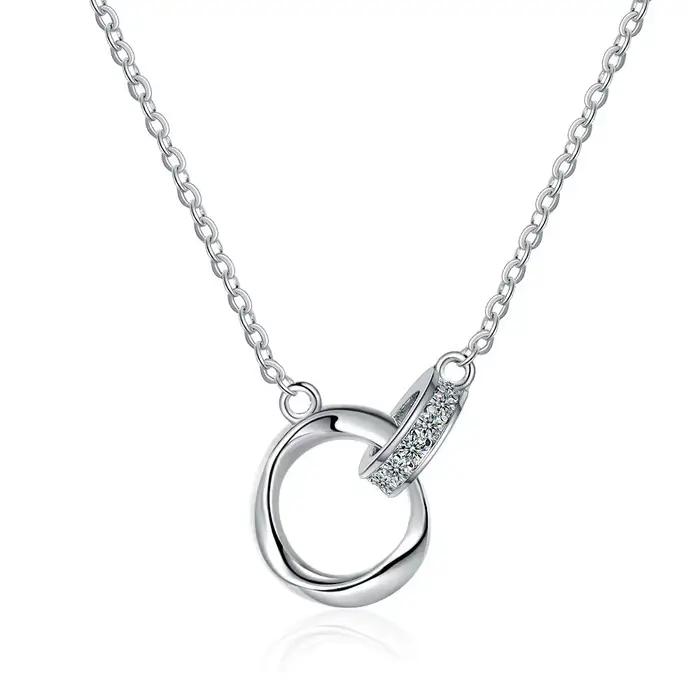 Collier en argent Sterling S925 pour femmes, plein de diamants et Zircon, bague Simple Möbius, chaîne de clavicule