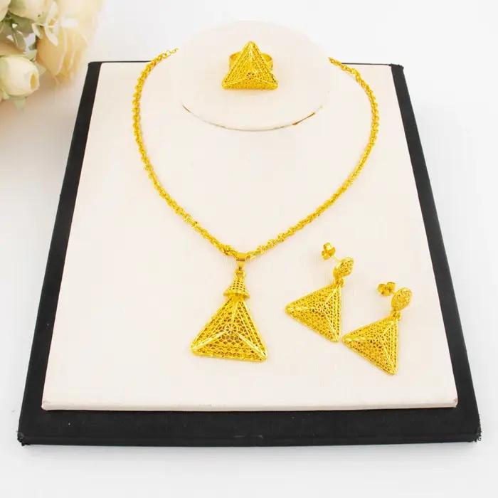 Ensemble de bijoux de mariage en or arabe de luxe, plaqué or, collier de mariée de dubaï, boucles d'