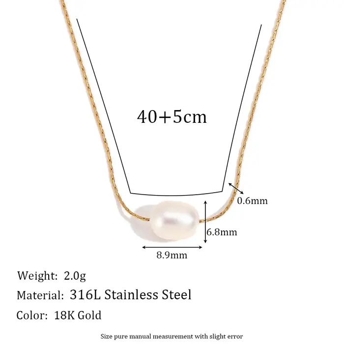 E.B.belle – collier minimaliste avec pendentif en perles d'eau douce, chaîne Fine plaquée or 18 cara