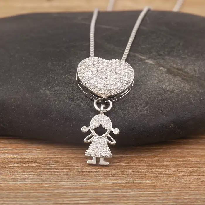 Nidin nouveau Design de luxe cuivre incrusté brillant Zircon garçons et filles pendentif à breloque collier pour femmes mode femme bijoux cadeaux