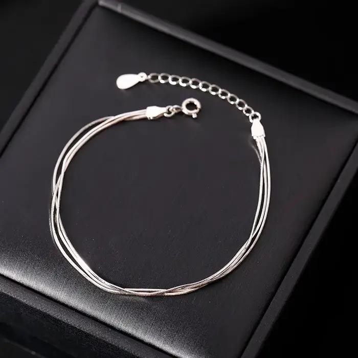 Bracelet en Argent Sterling 925 Coréen Multicolore pour Femmes Occasions Spéciales Soirées Élégantes