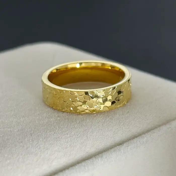 Bagues plaquées or jaune pour femmes, 6 mm, bague Ice Ring scintillante, taille 6-10 # Bague de ma