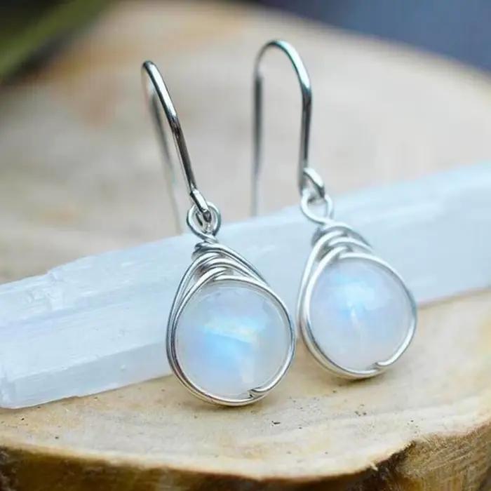 Huitan – boucles d'oreilles fantaisie en perles bleues transparentes pour femmes, accessoires de Sty