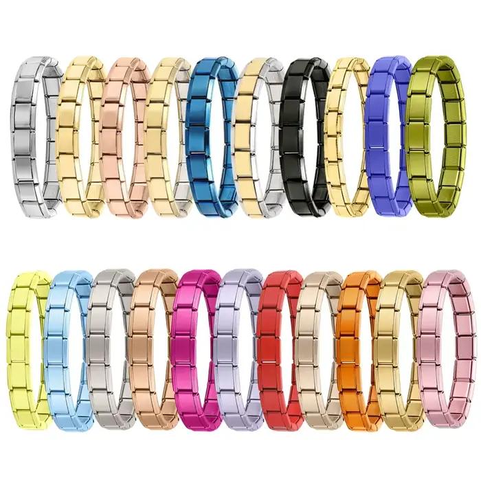 Bracelet à breloques italien pour femmes classique en acier inoxydable modules assemblés polyvalents pour différentes occasions spéciales