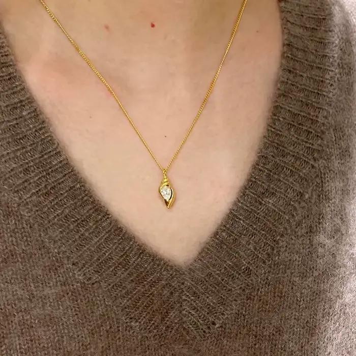 ENSHIR – collier avec pendentif en zircon couleur or pour femmes, chaîne de clavicule, Design de luxe, bijoux français Vintage, cadeaux, vente en gros