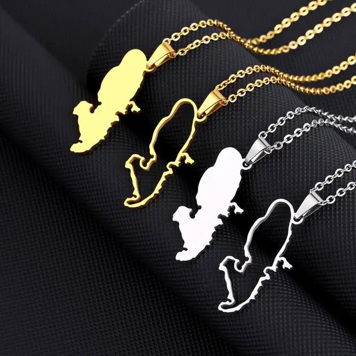 Collier pendentif carte de Martinique française, ras du cou à breloques, bijoux en acier inoxydable, cadeau pour femmes et hommes