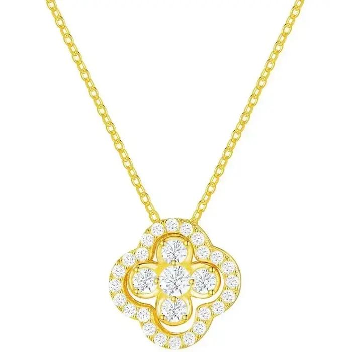 Collier avec pendentif trèfles viraux classiques plaqués or 18 carats 2 en 1 Convertible pour femmes, bijoux en acier titane, accessoires cadeaux