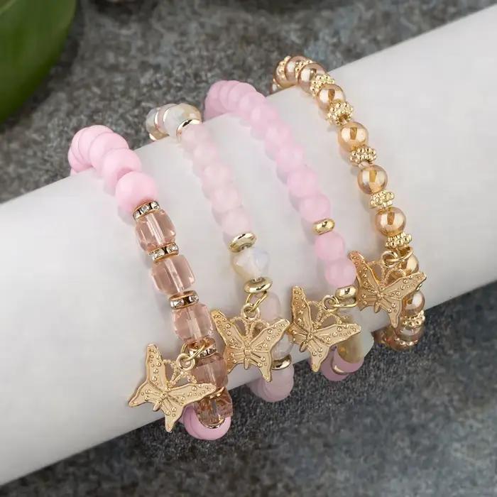 Ensemble de bracelets en perles papillon pour femmes