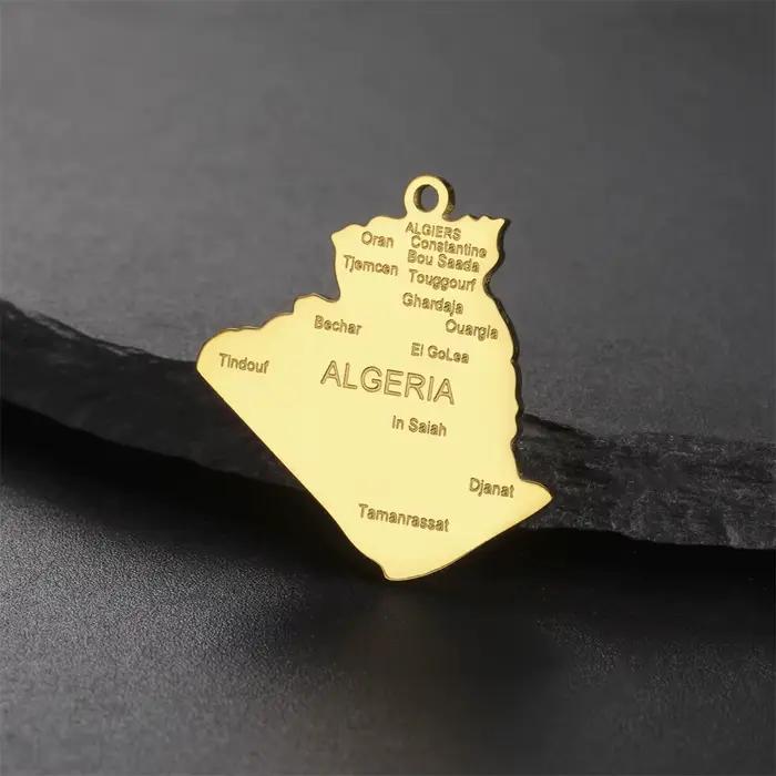 EUEAVAN afrique argélie carte pendentifs en acier inoxydable classique ville algérienne nom pendentif mode bijoux cadeau en gros