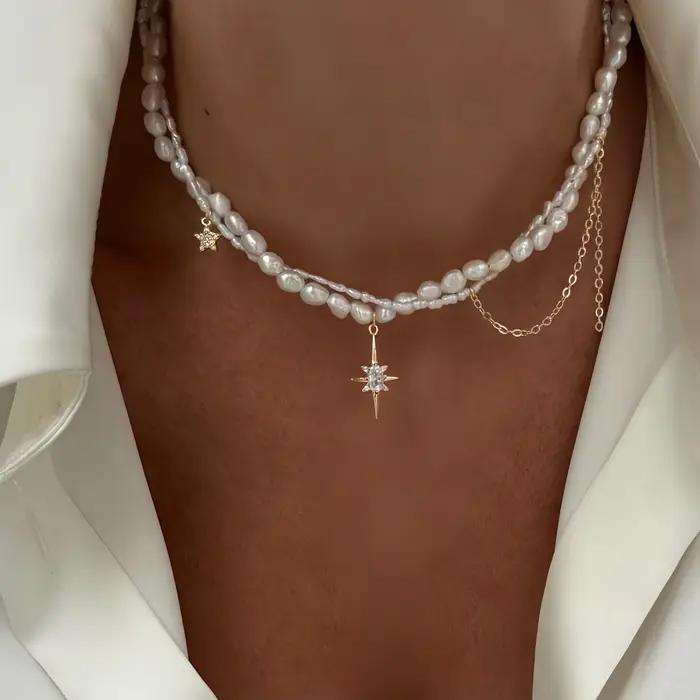 Collier de perles minimaliste pour femmes
