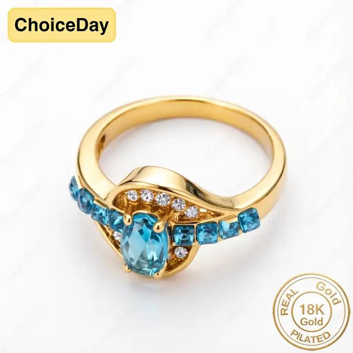 Bague en Zircon Vert Plaqué Or 18 carats Luxueuse et Exquise pour Femme