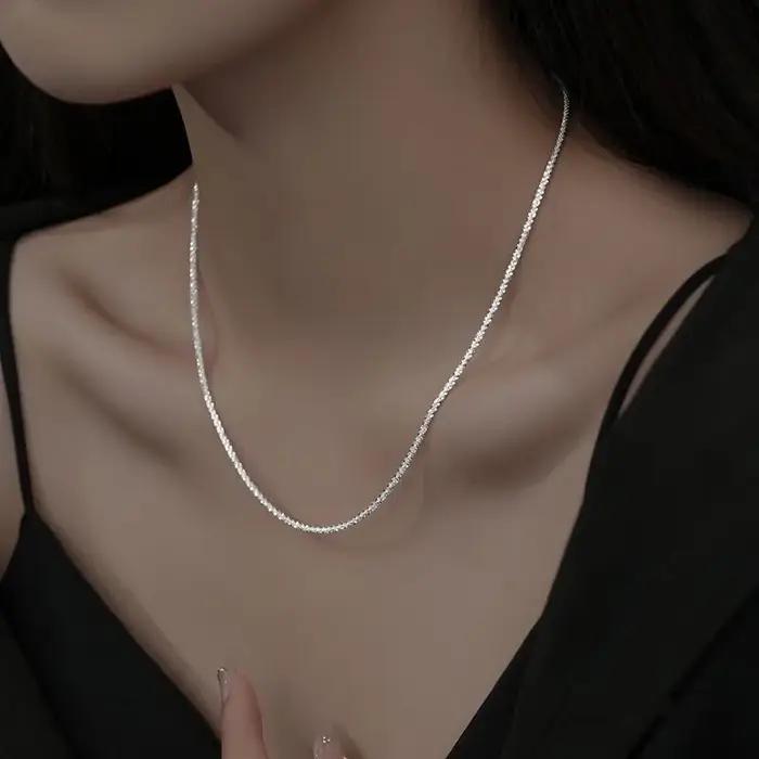 Collier en Argent Sterling S925 Cercle Scintillant Haute Qualité Accessoire Mode pour Femmes Occasions Spéciales