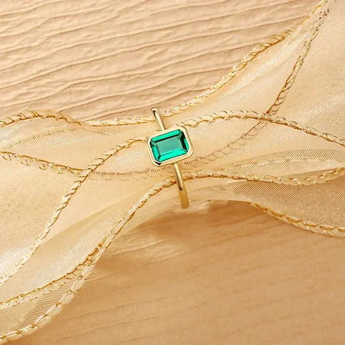 Charmant Original nouveaux anneaux émeraude 100% 925 en argent Sterling pour unisexe mariage fiançailles marque bague bijoux fins en gros