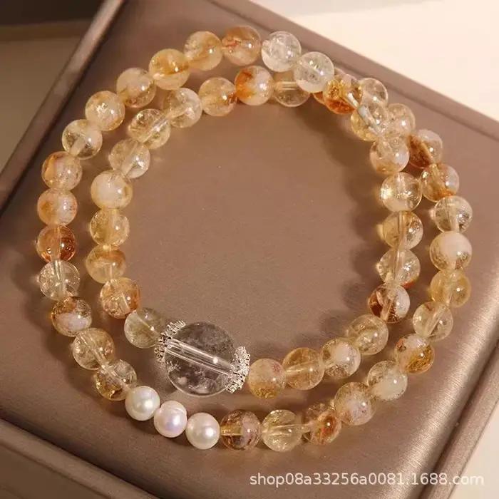 Bracelet multicouche en citrine pour femmes
