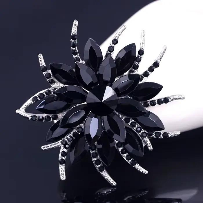 Grande broche en cristal de pierres précieuses brillantes pour femmes