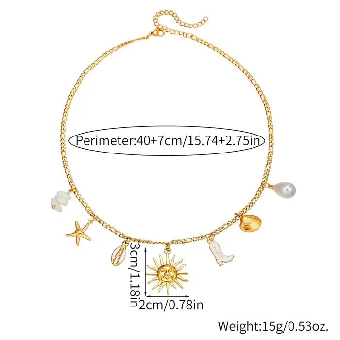 Collier pendentif style marin pour femmes avec chaîne tissée à la main et breloques pour vacances d'été fêtes plage vêtements de festival cadeau pour elle