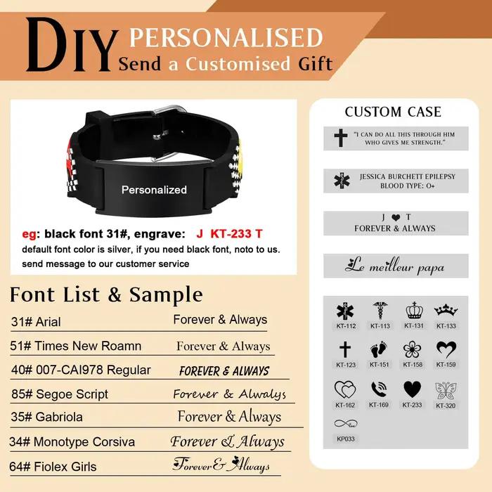 Bracelet personnalisé avec nom et barre d'identification