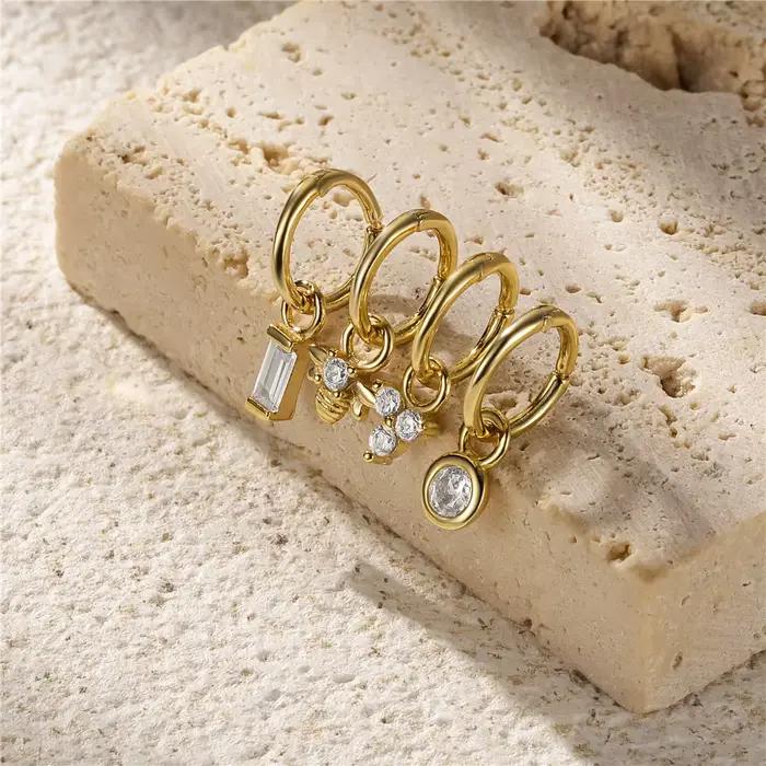 Boucles d'oreilles en argent sterling 925 serties de zirconium blanc étincelantes pour femmes et filles occasions spéciales partys mariage anniversaire engagement