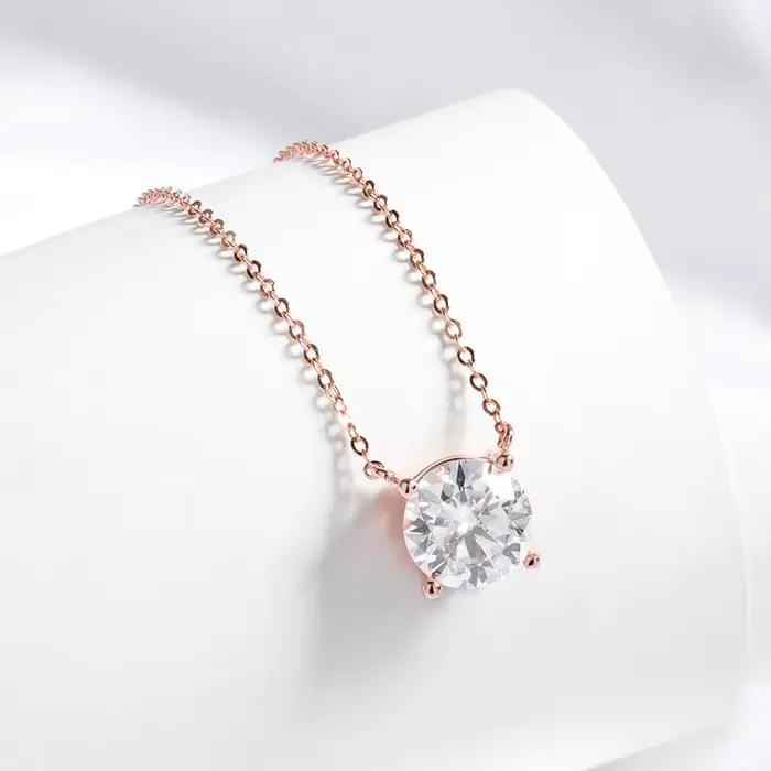 Smyoue 1-5CT couleur or Rose Moissanite collier pour femmes